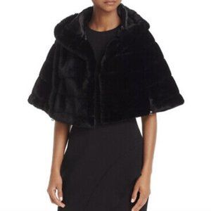 Betsey Johnson Black Faux Fur Cape